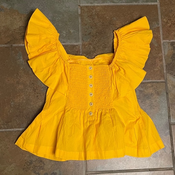 Free People Yellow Ruffled Peplum Blouse - Picture 6 of 7